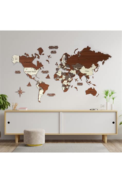 Duvara dünya haritası metal